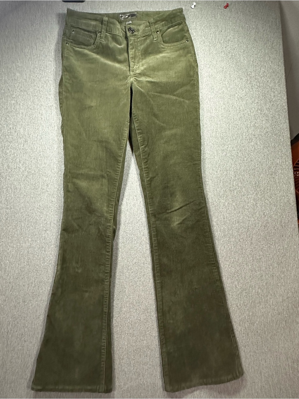 Women's Olive Green Corduroy Bootcut Pants